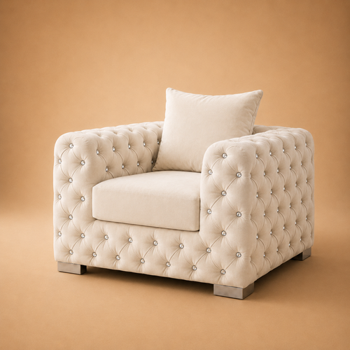 Ashton Chesterfield 1 Seater Sofa – Velvet Fabric