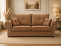 Olympia Plush Velvet 3 Seater Sofa – Luxury Rolled Arm Sofa with Studded Trim
