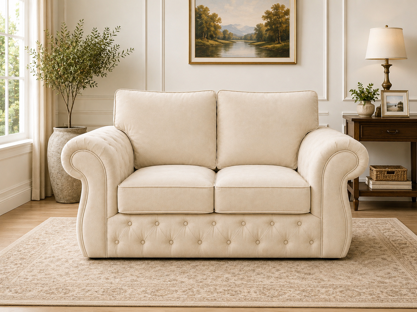 Rio Swan Chesterfield 2 Seater Sofa – Velvet Fabric