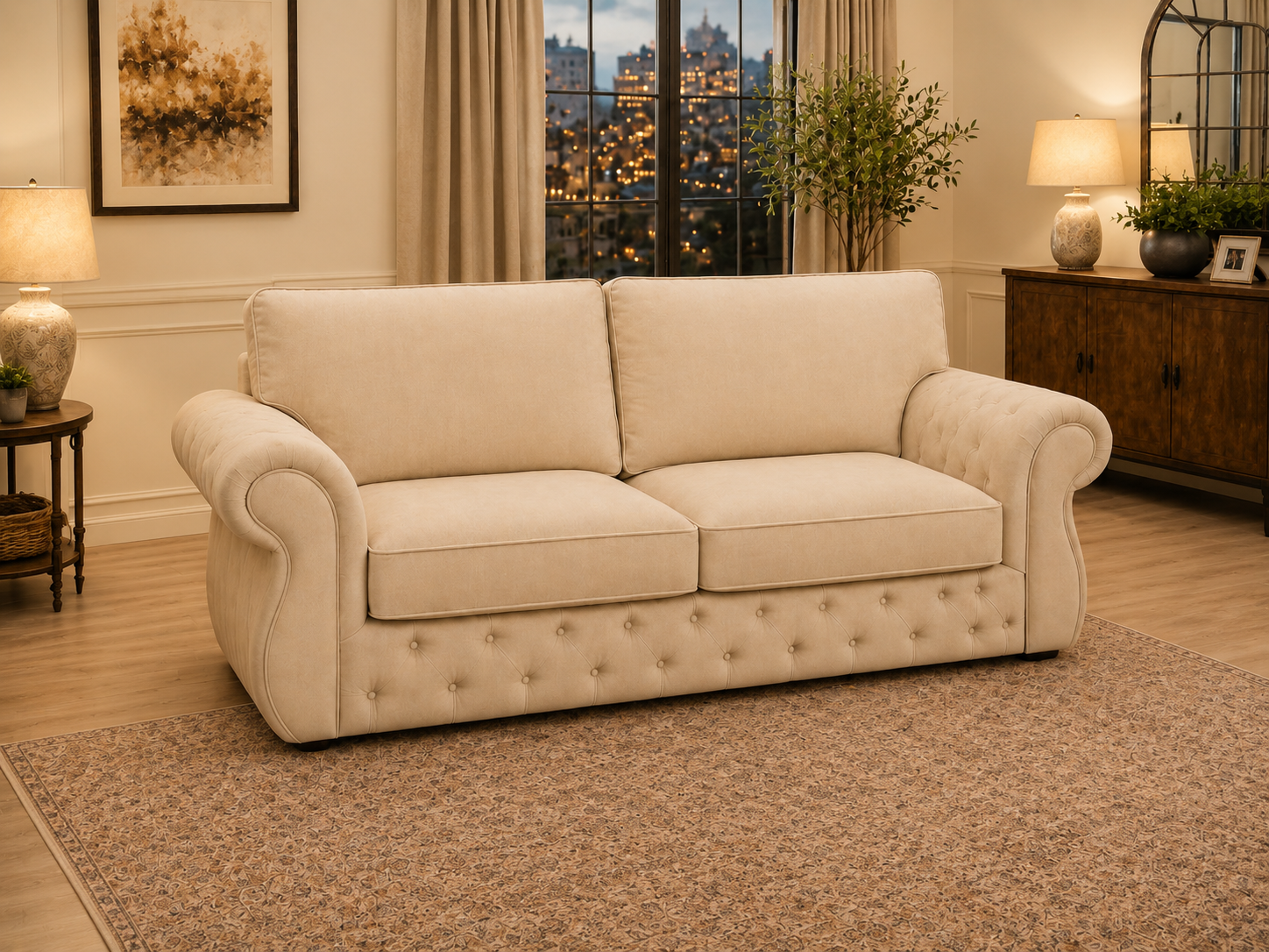 Rio Swan Chesterfield 3 Seater Sofa – Velvet Fabric