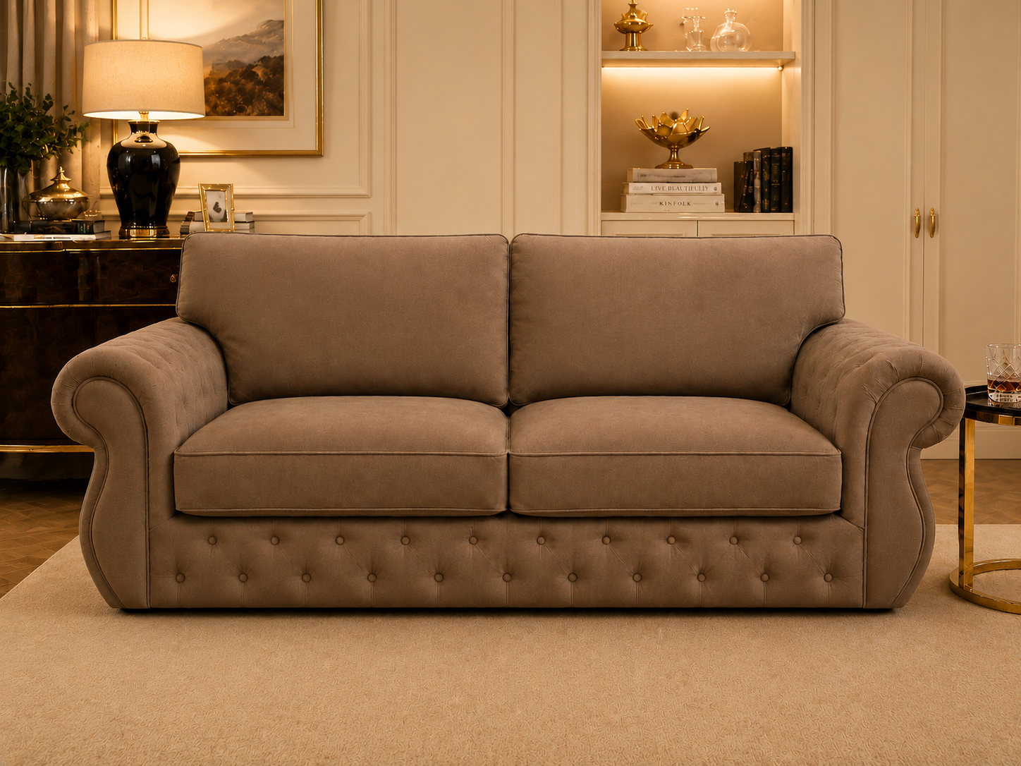Rio Swan Chesterfield 3 Seater Sofa – Velvet Fabric
