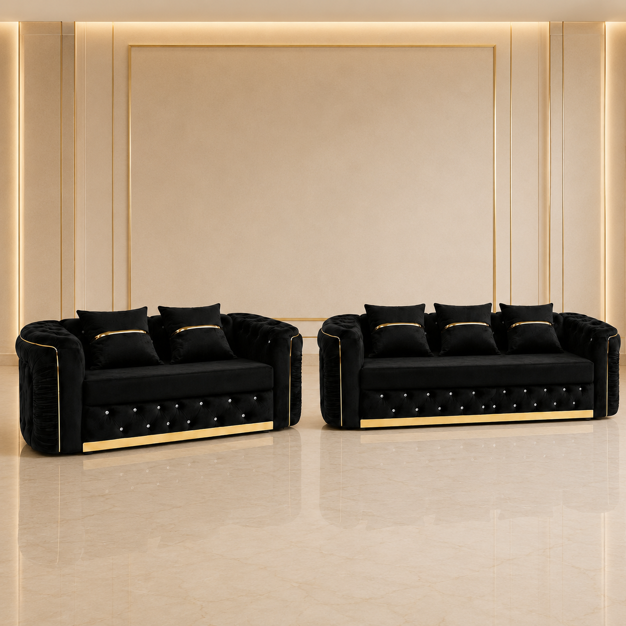 Ambassador Chesterfield 3+2 Seater Sofa – Velvet Fabric