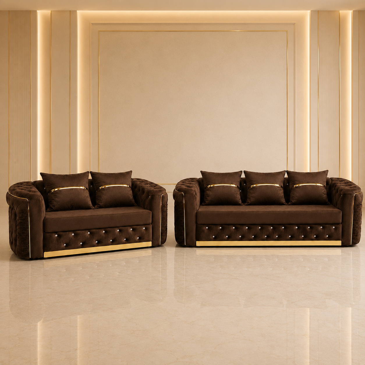 Ambassador Chesterfield 3+2 Seater Sofa – Velvet Fabric