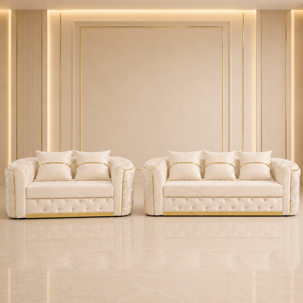 Ambassador Chesterfield 3+2 Seater Sofa – Velvet Fabric