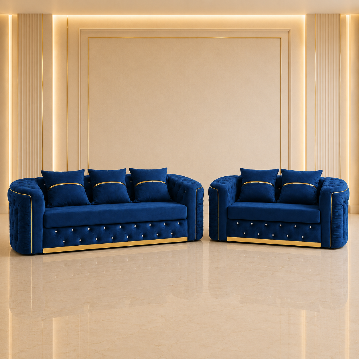 Ambassador Chesterfield 3+2 Seater Sofa – Velvet Fabric