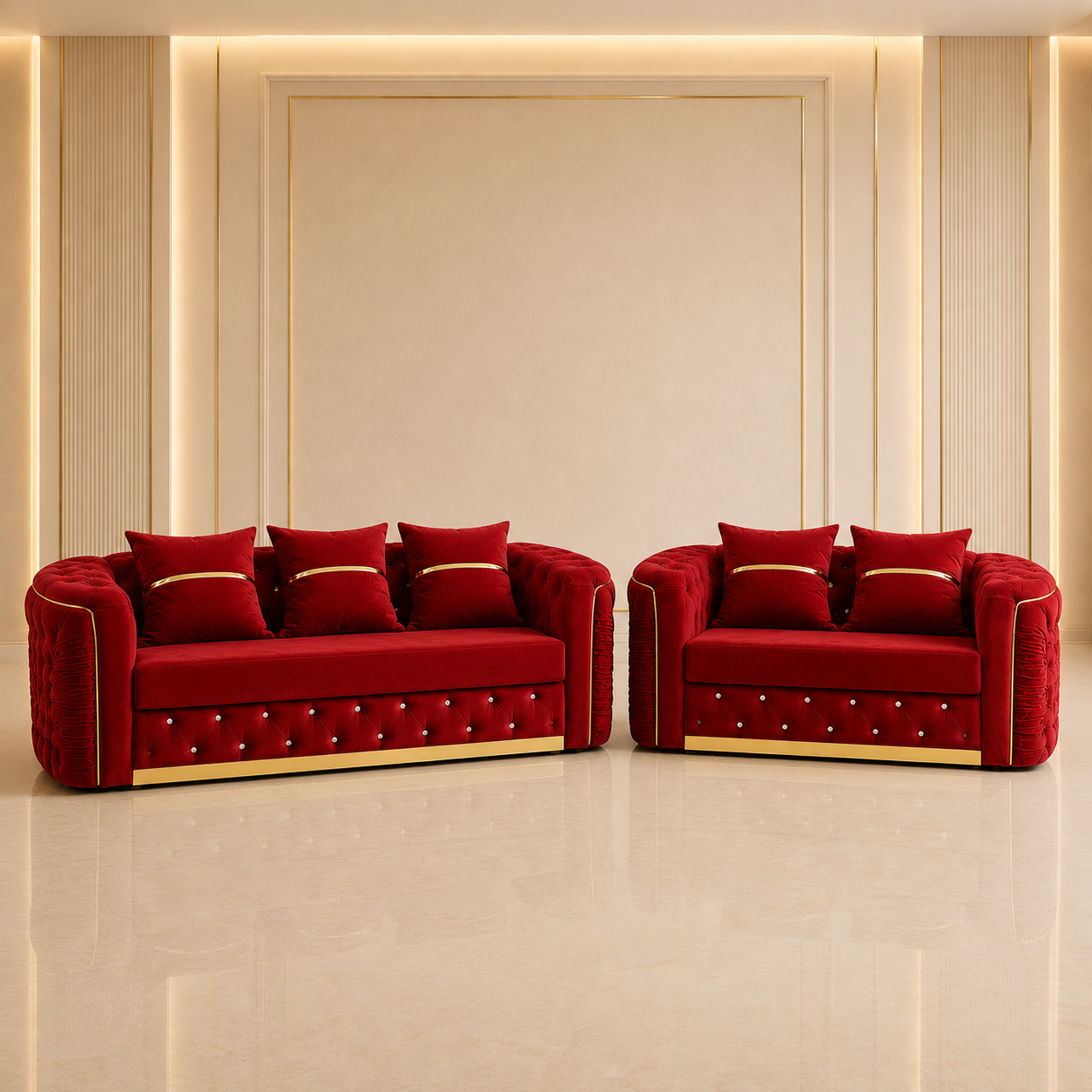Ambassador Chesterfield 3+2 Seater Sofa – Velvet Fabric