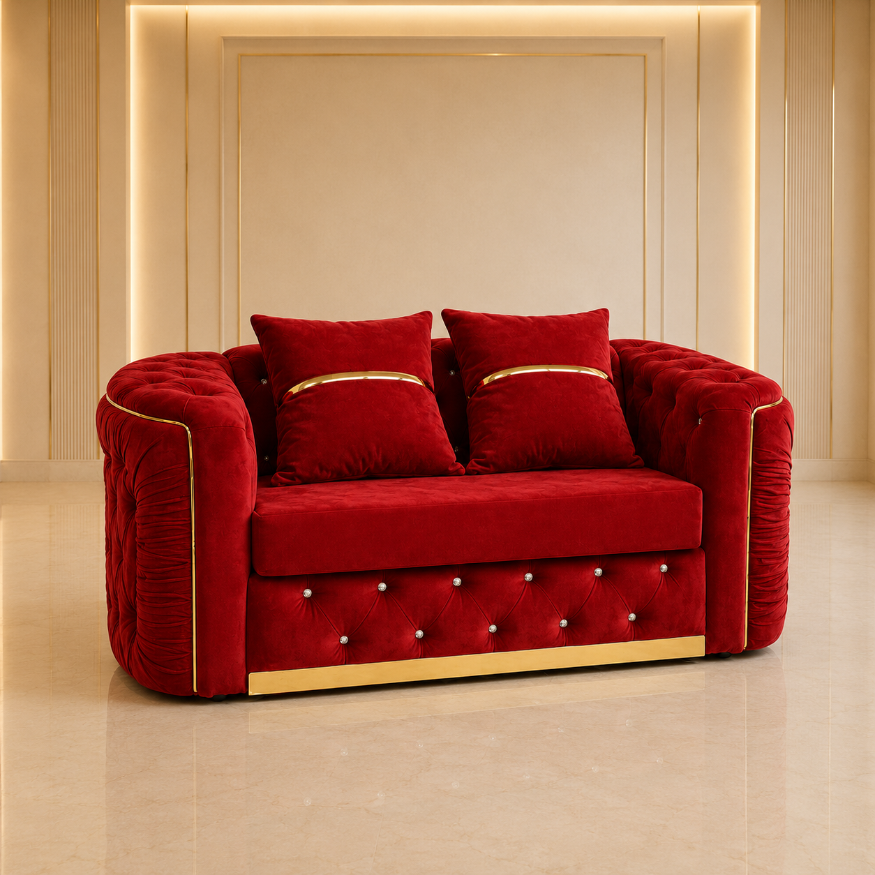 Ambassador Chesterfield 2 Seater Sofa – Velvet Fabric
