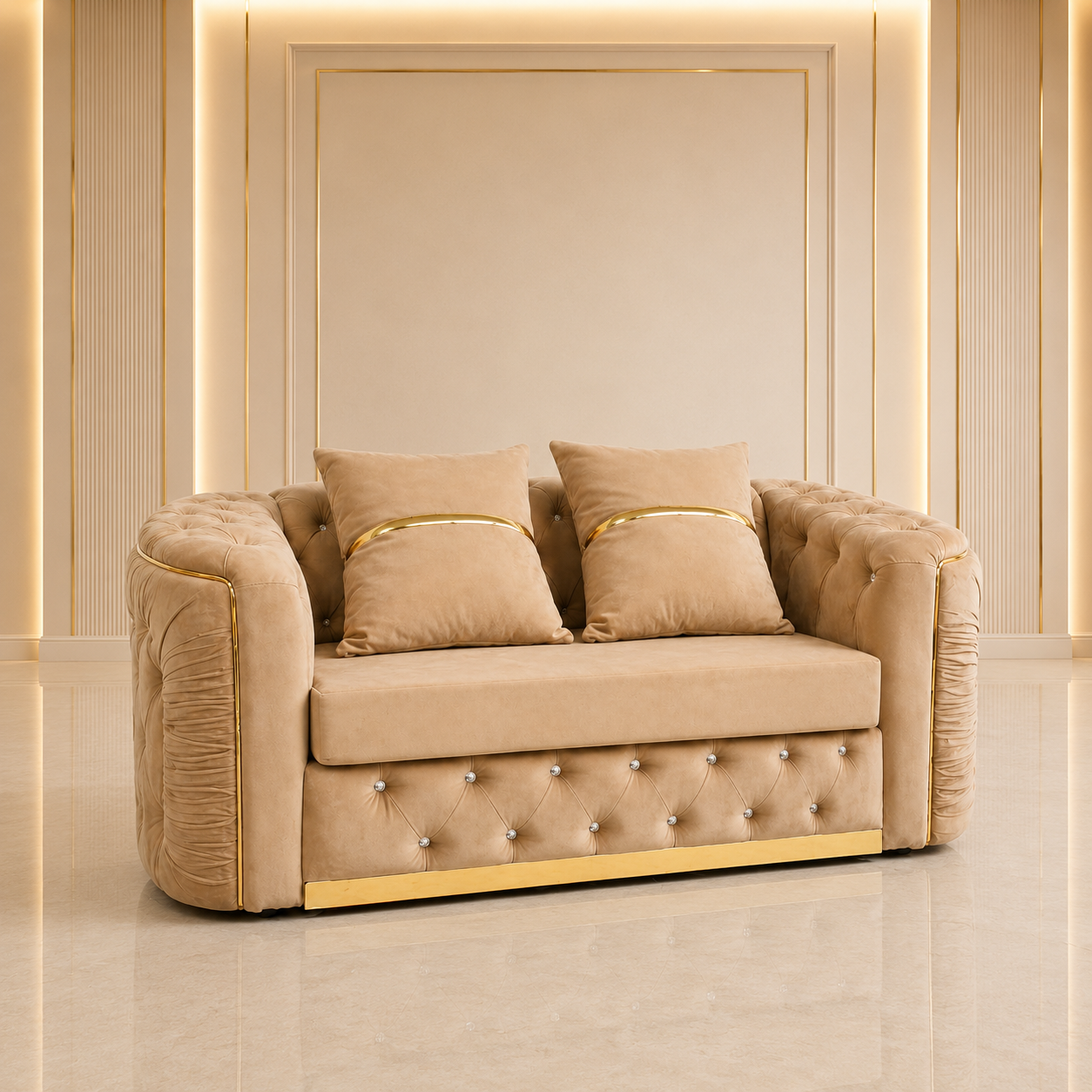 Ambassador Chesterfield 2 Seater Sofa – Velvet Fabric