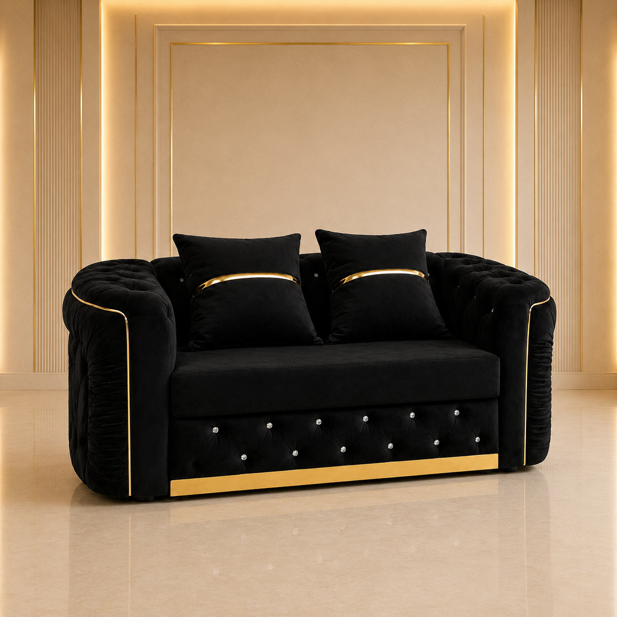 Ambassador Chesterfield 2 Seater Sofa – Velvet Fabric