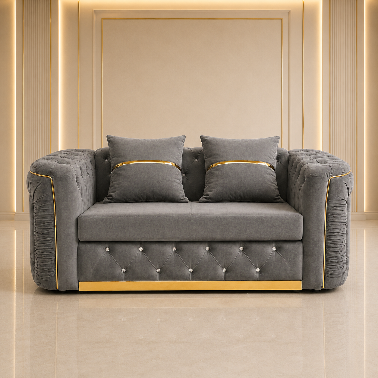 Ambassador Chesterfield 2 Seater Sofa – Velvet Fabric