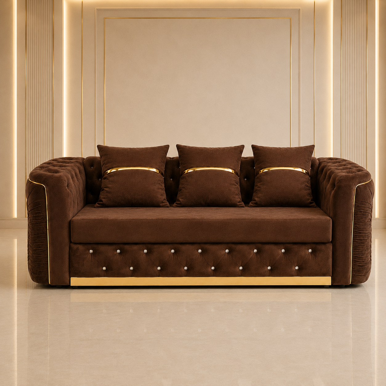 Ambassador Chesterfield 3 Seater Sofa – Velvet Fabric