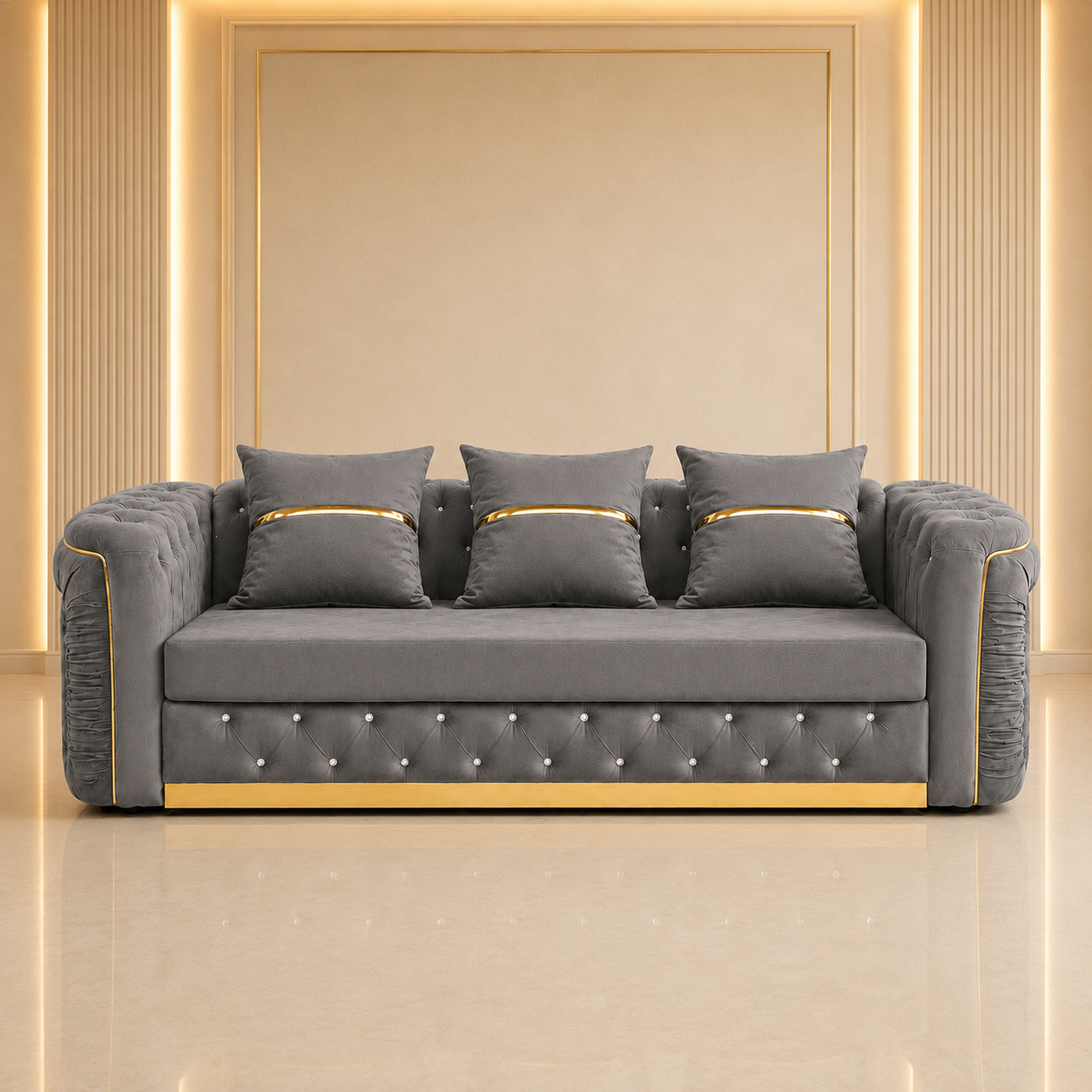Ambassador Chesterfield 3 Seater Sofa – Velvet Fabric