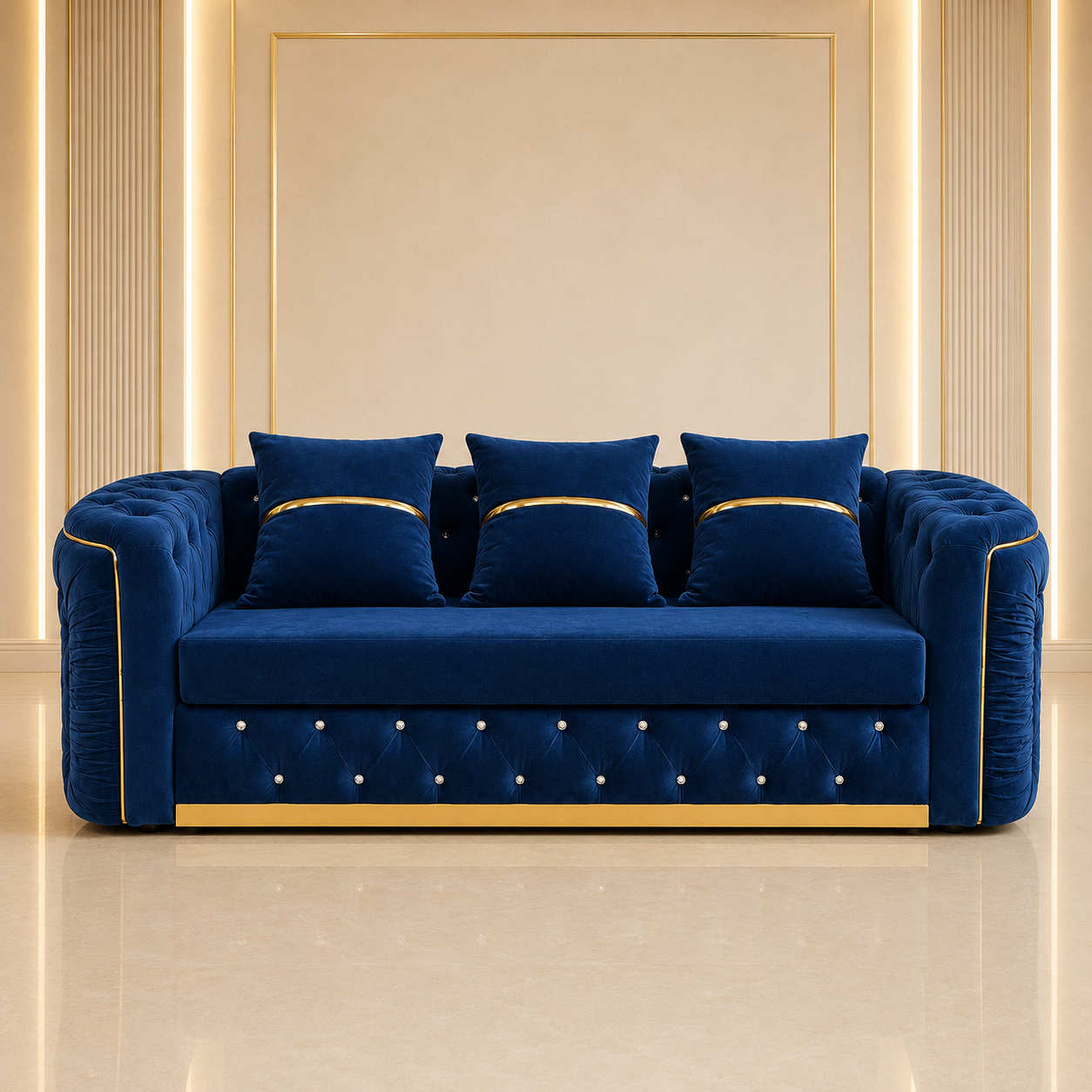 Ambassador Chesterfield 3 Seater Sofa – Velvet Fabric