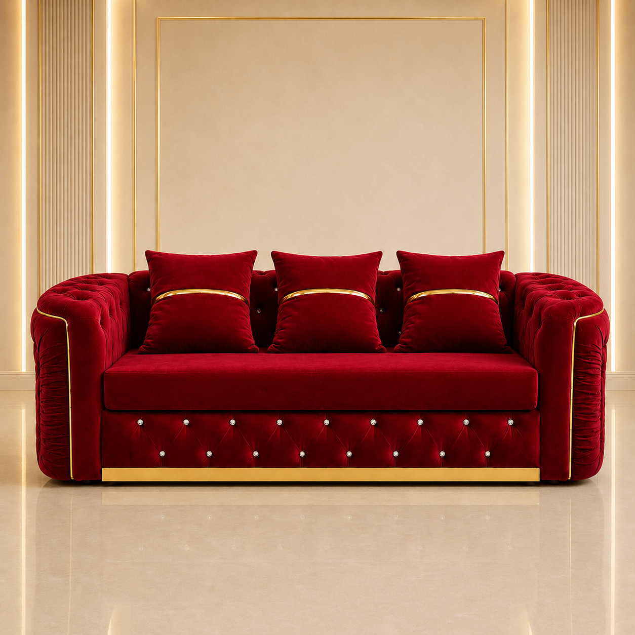 Ambassador Chesterfield 3 Seater Sofa – Velvet Fabric