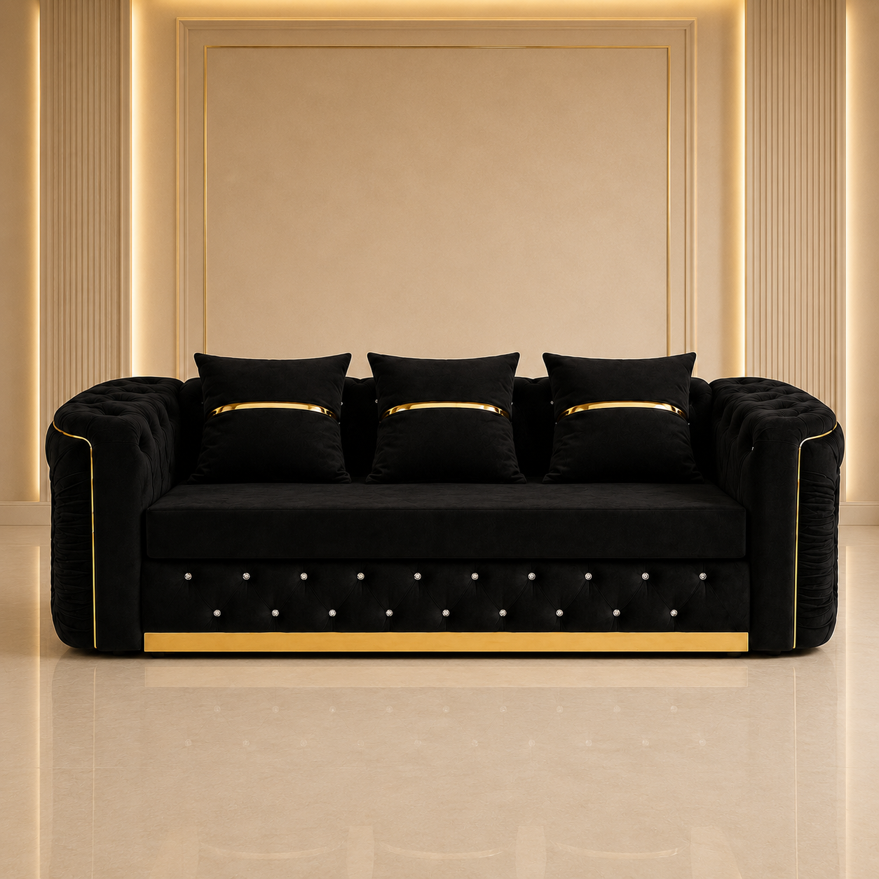 Ambassador Chesterfield 3 Seater Sofa – Velvet Fabric