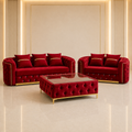 Ambassador Chesterfield 3+2 Seater Sofa Set with Matching Coffee Table – Velvet Sofa Suite
