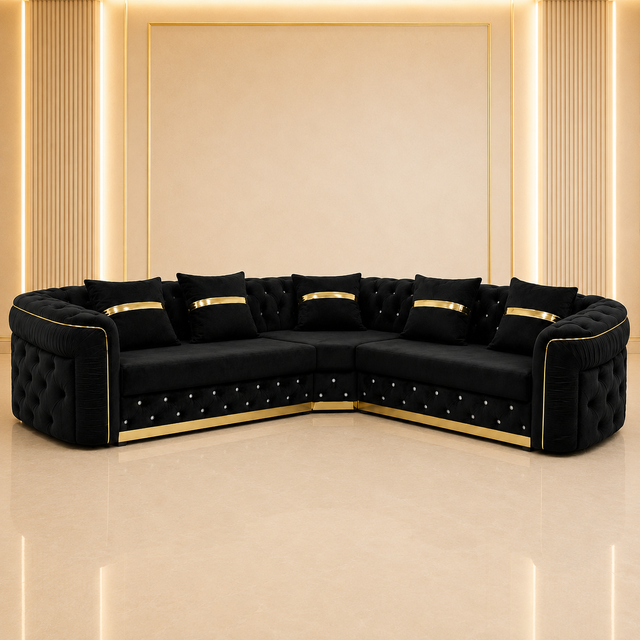 Ambassador Chesterfield Corner (2c2) Sofa – Velvet Fabric