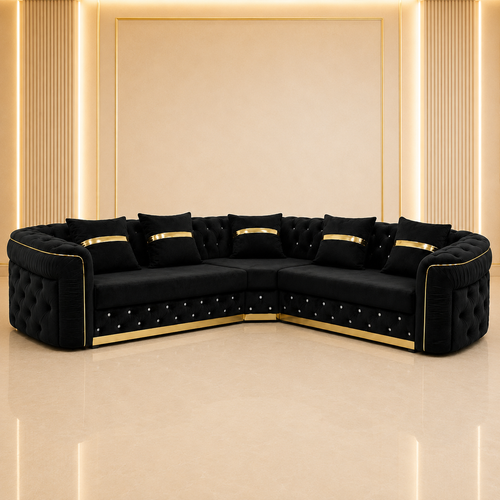 Ambassador Chesterfield Corner (2c2) Sofa – Velvet Fabric