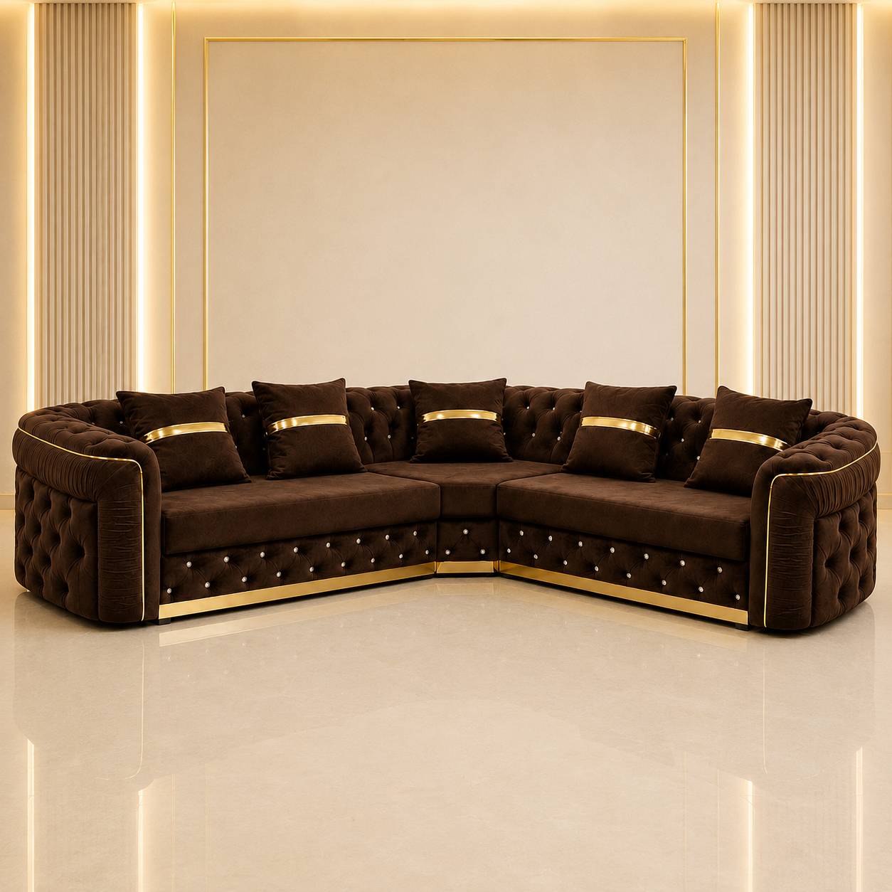 Ambassador Chesterfield Corner (2c2) Sofa – Velvet Fabric