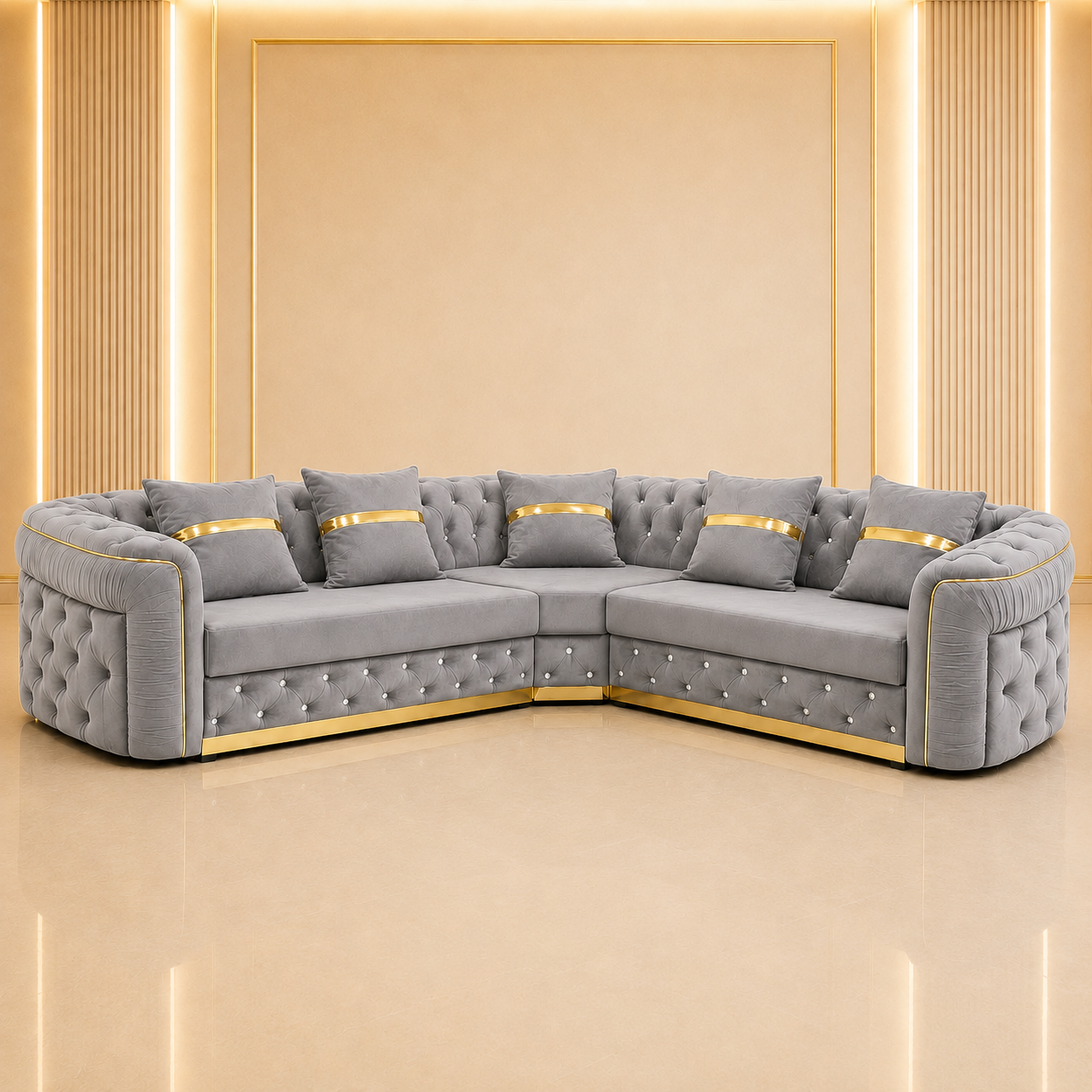 Ambassador Chesterfield Corner (2c2) Sofa – Velvet Fabric