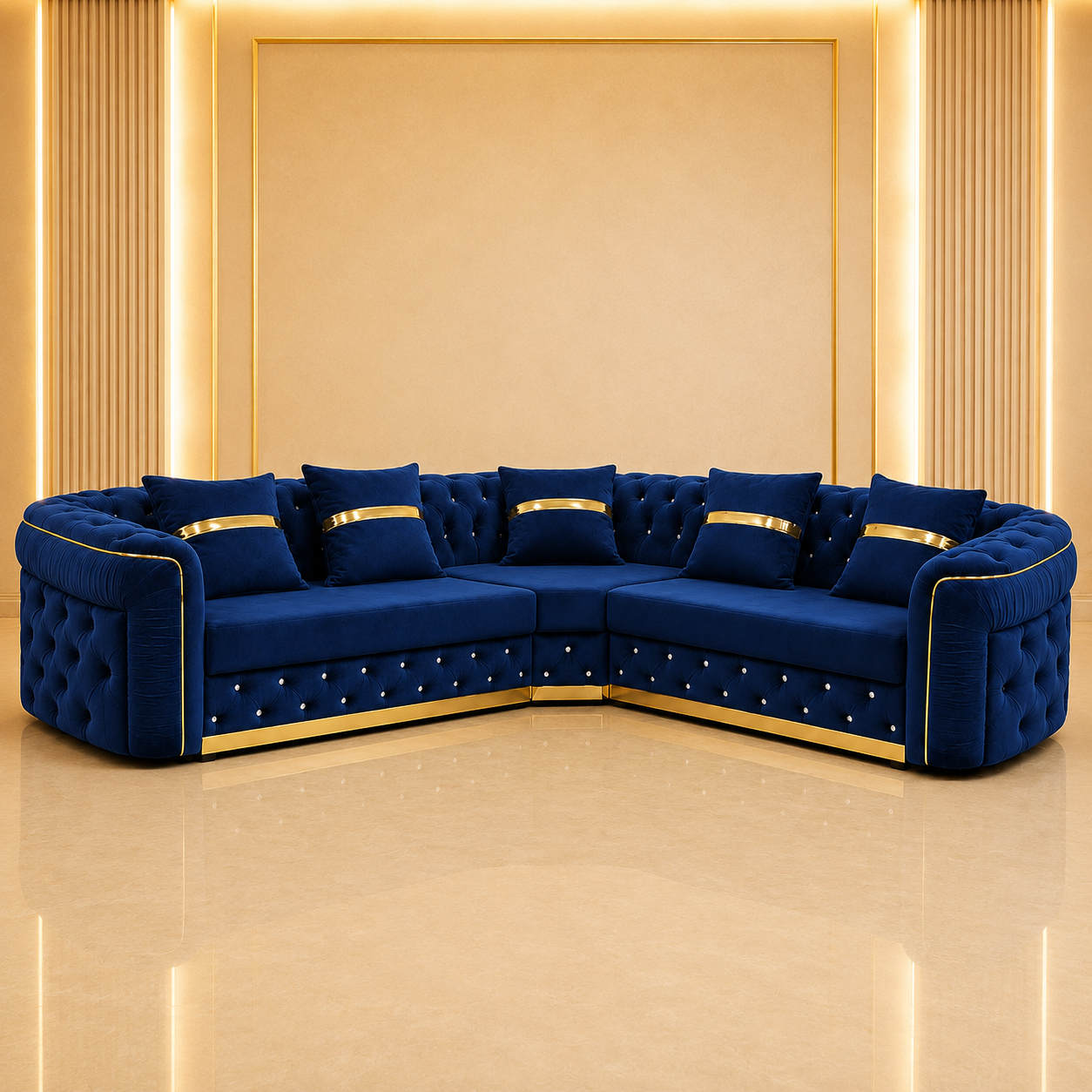 Ambassador Chesterfield Corner (2c2) Sofa – Velvet Fabric