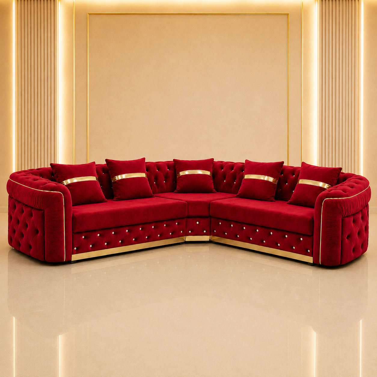 Ambassador Chesterfield Corner (2c2) Sofa – Velvet Fabric