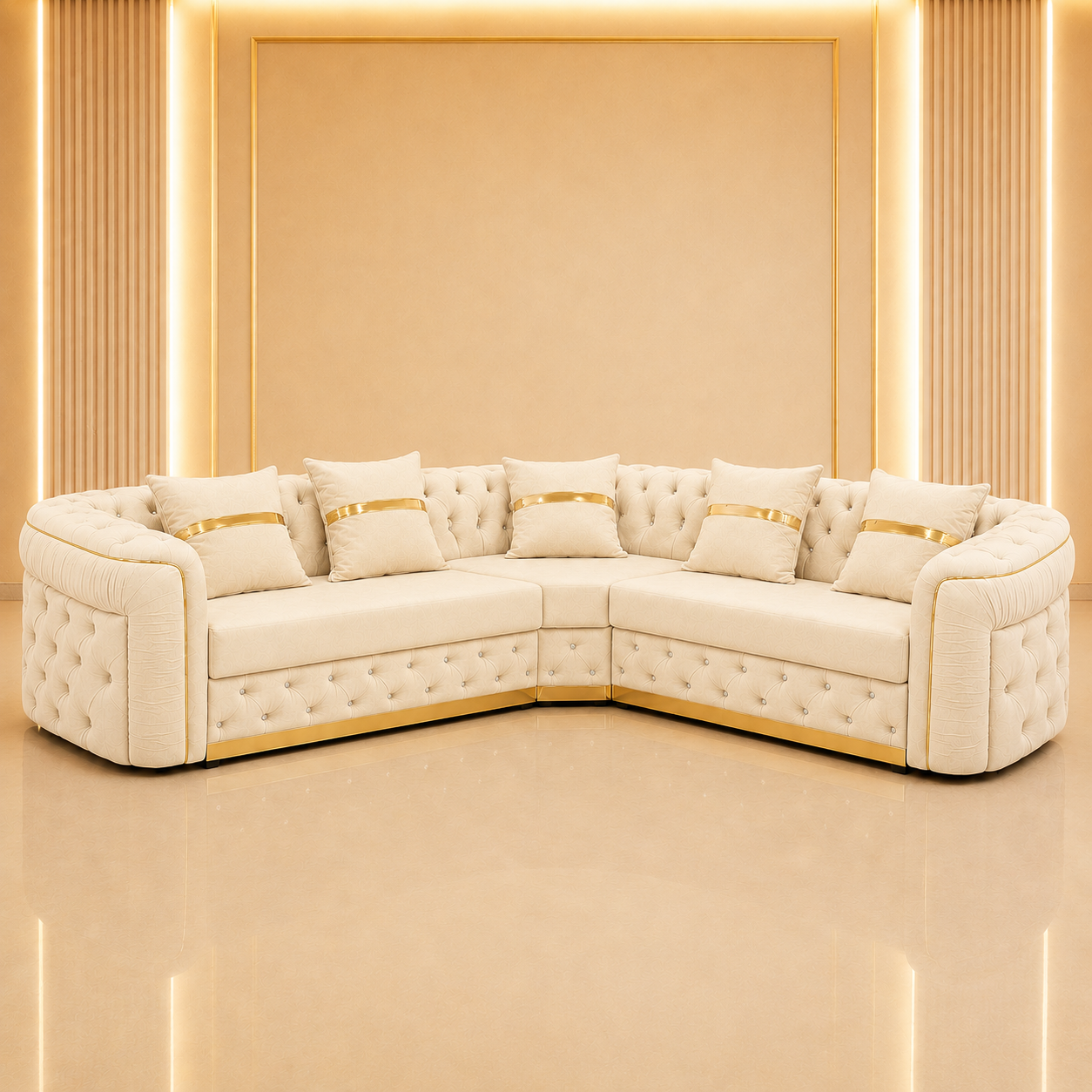 Ambassador Chesterfield Corner (2c2) Sofa – Velvet Fabric
