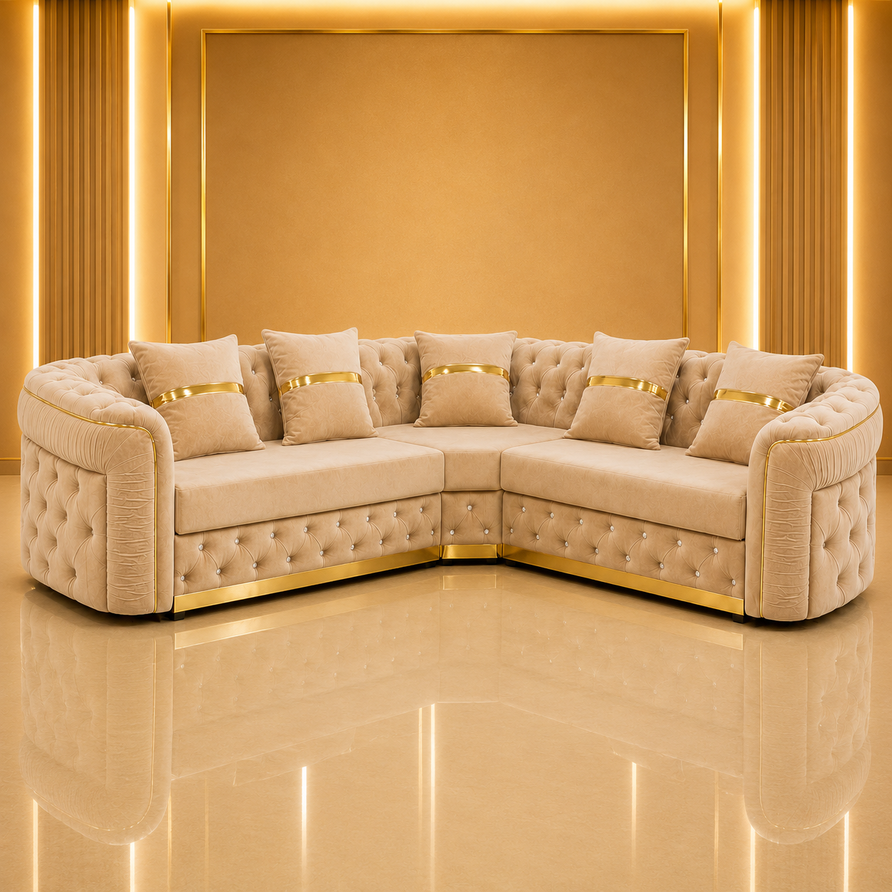 Ambassador Chesterfield Corner (2c2) Sofa – Velvet Fabric