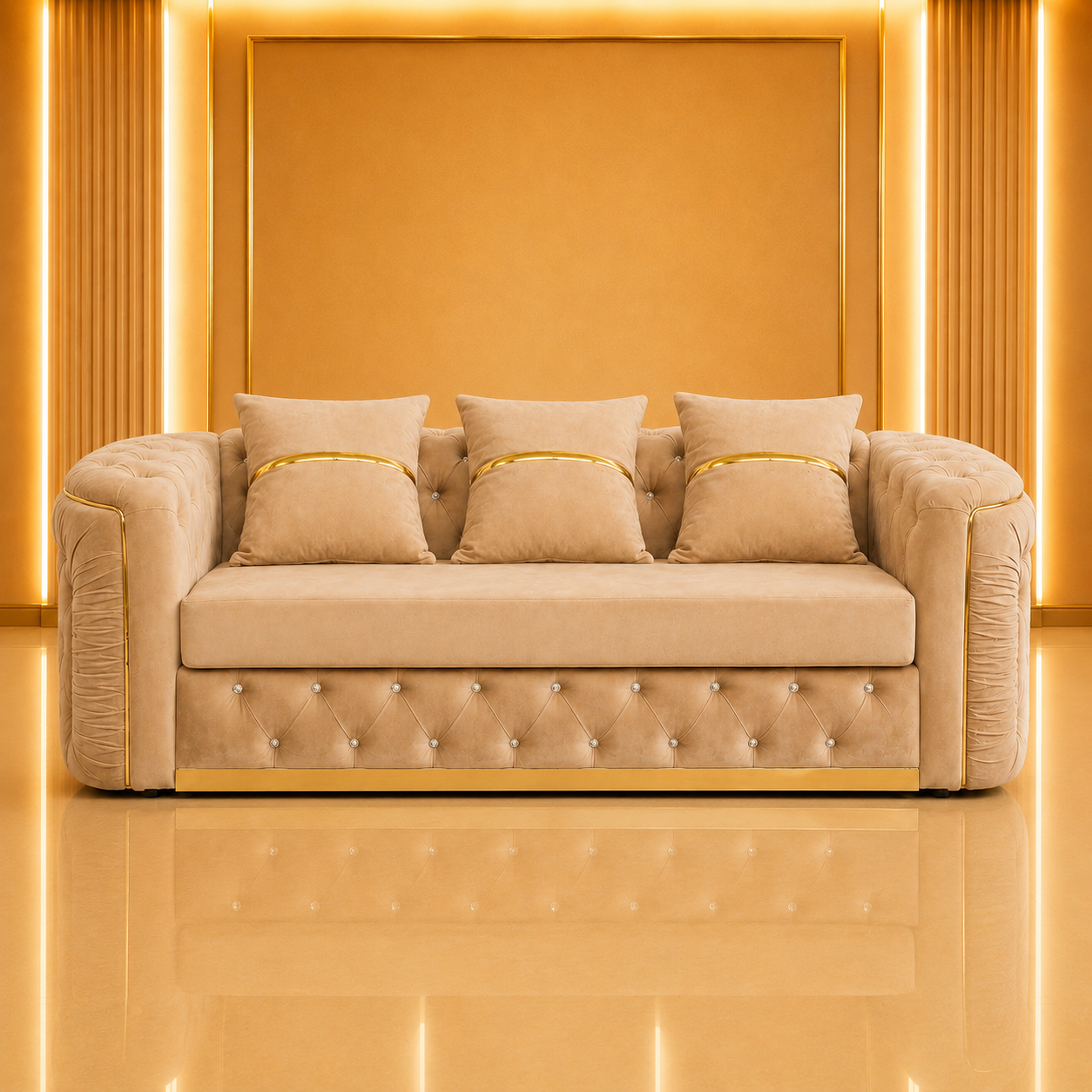 Ambassador Chesterfield 3 Seater Sofa – Velvet Fabric