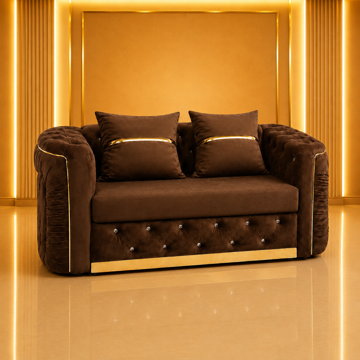 Ambassador Chesterfield 2 Seater Sofa – Velvet Fabric