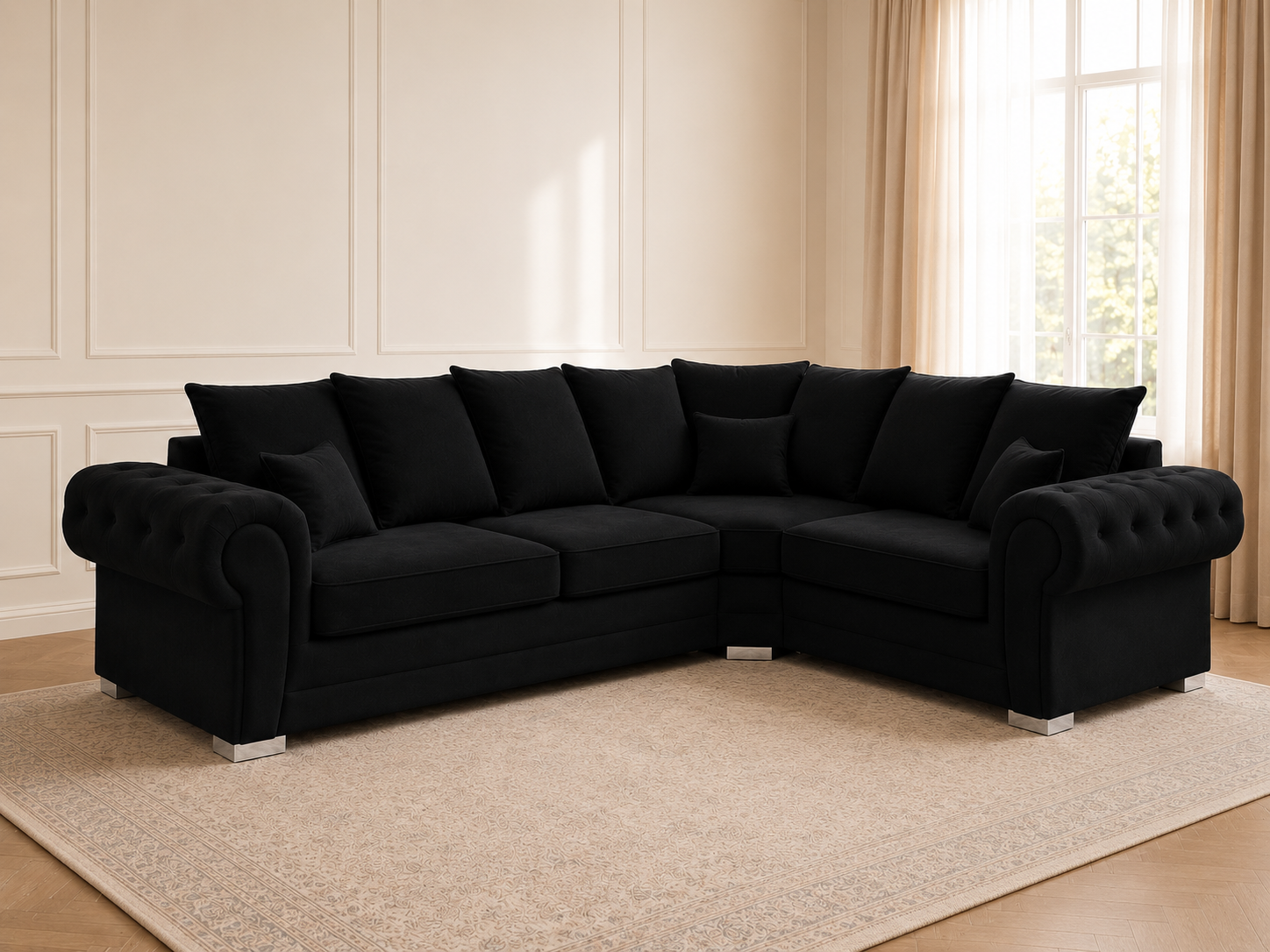 Verona Velvet Corner Sofa – Luxury L Shape Fabric Sofa