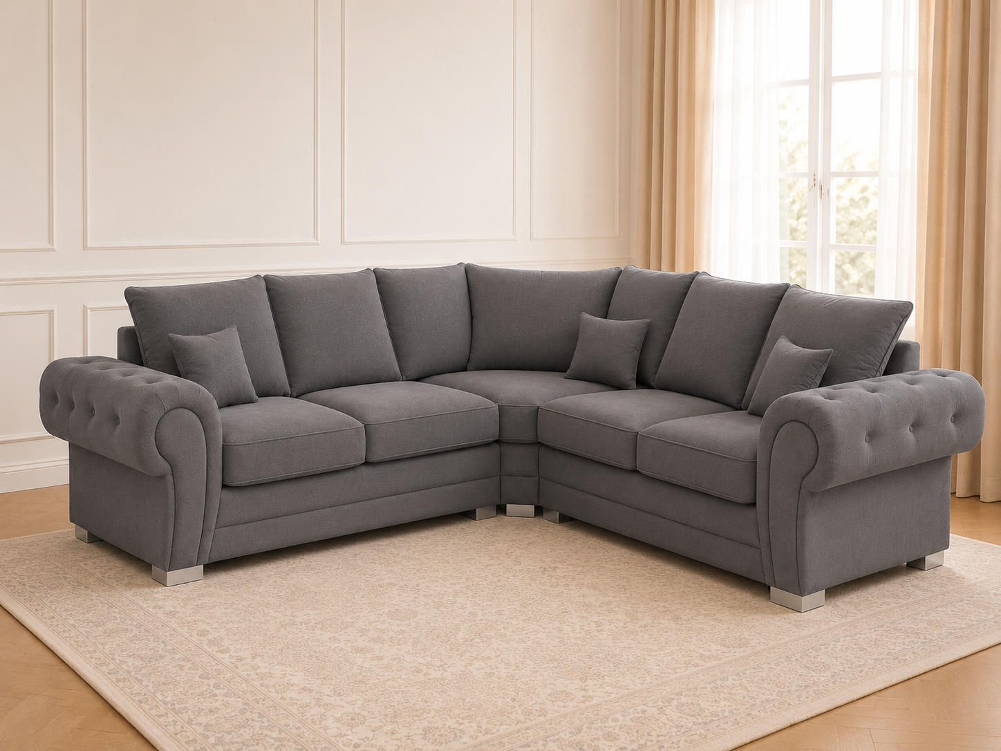 Verona Velvet Corner Sofa – Luxury L Shape Fabric Sofa