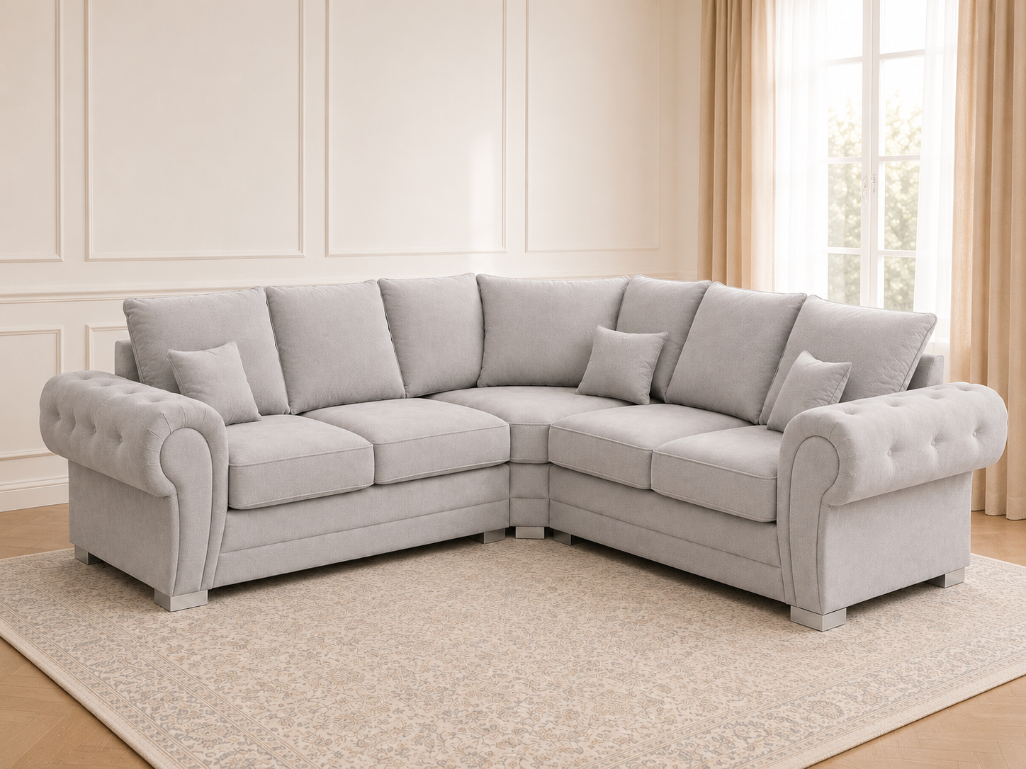 Verona Velvet Corner Sofa – Luxury L Shape Fabric Sofa