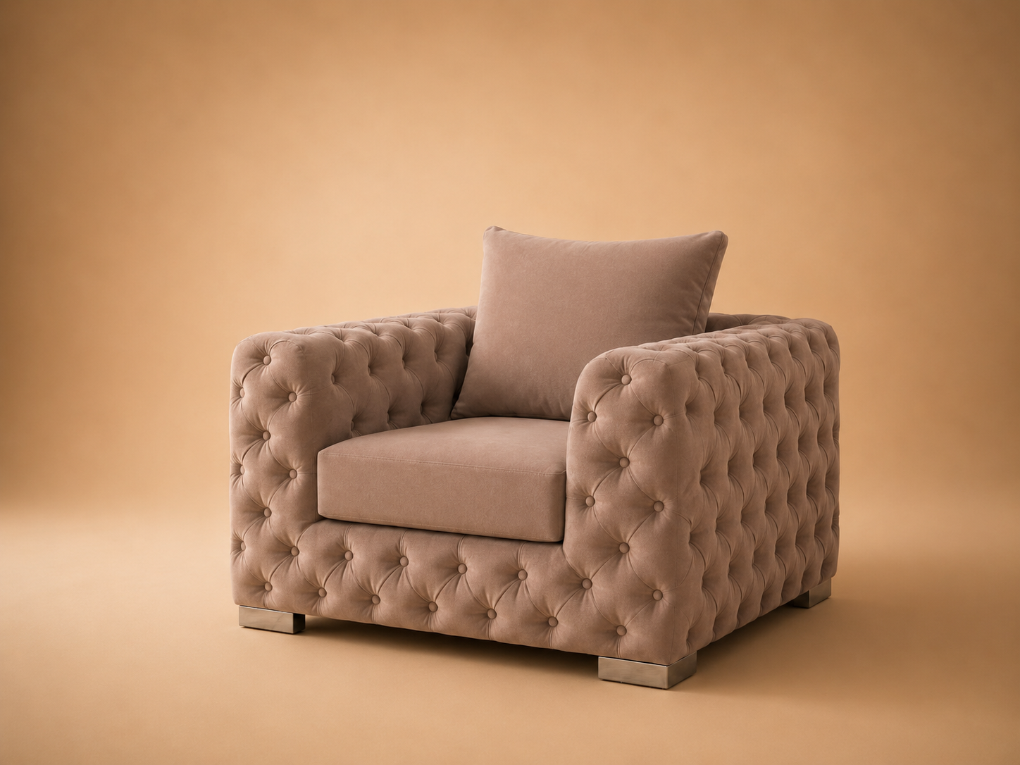 Ashton Chesterfield 1 Seater Sofa – Velvet Fabric