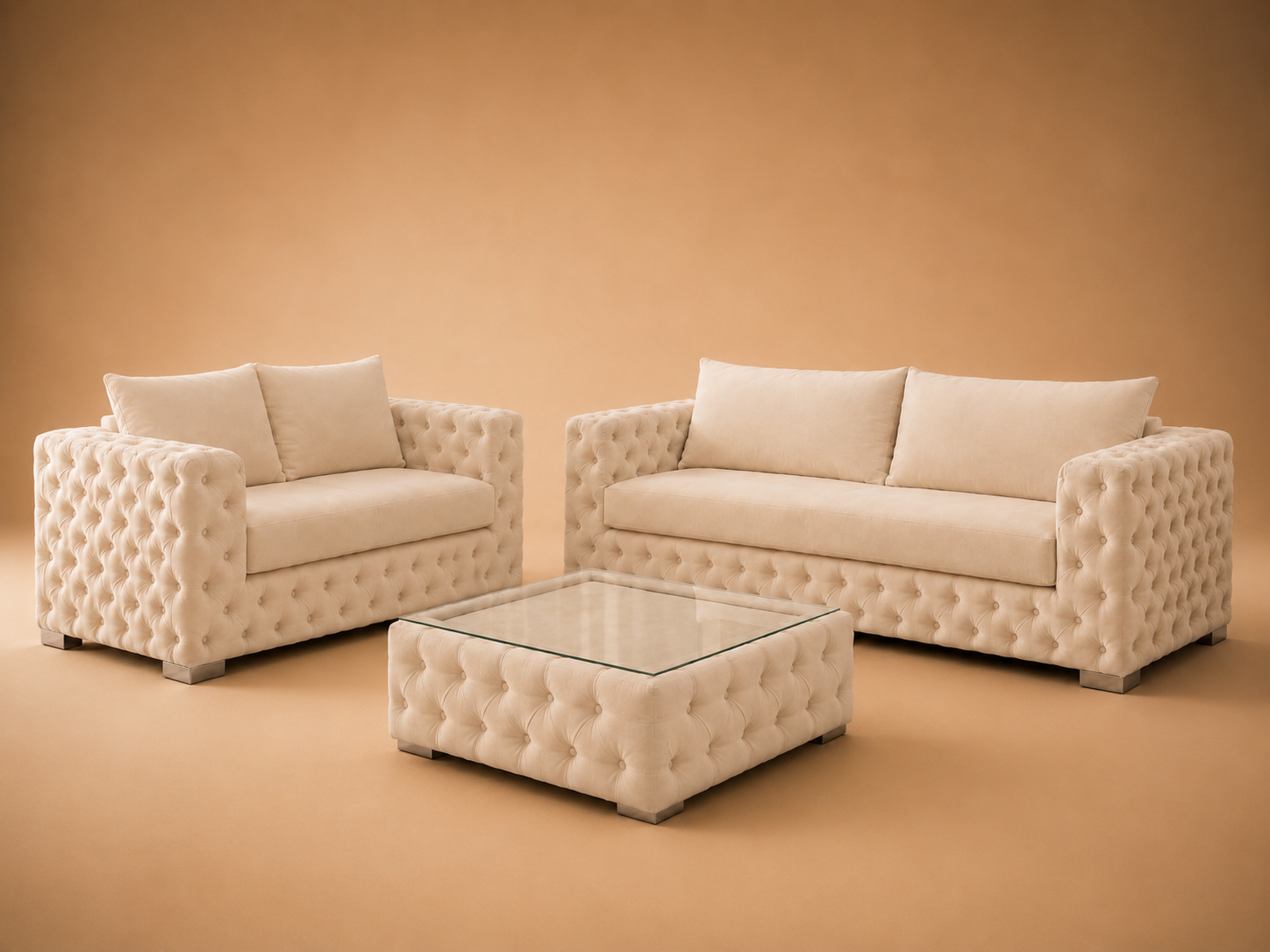 Ashton Chesterfield 3+2 Seater Sofa Set with Matching Coffee Table – Velvet Sofa Suite